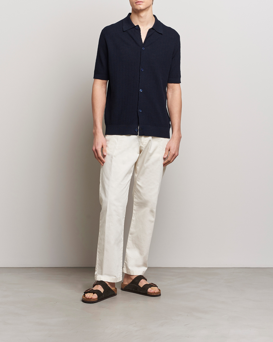 Homme | Chemises | NN07 | Nolan Knitted Shirt Sleeve Shirt Navy Blue