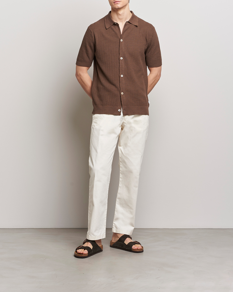 Homme | Chemises | NN07 | Nolan Knitted Shirt Sleeve Shirt Cocoa Brown