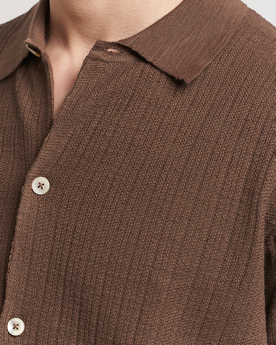 Homme | Chemises | NN07 | Nolan Knitted Shirt Sleeve Shirt Cocoa Brown