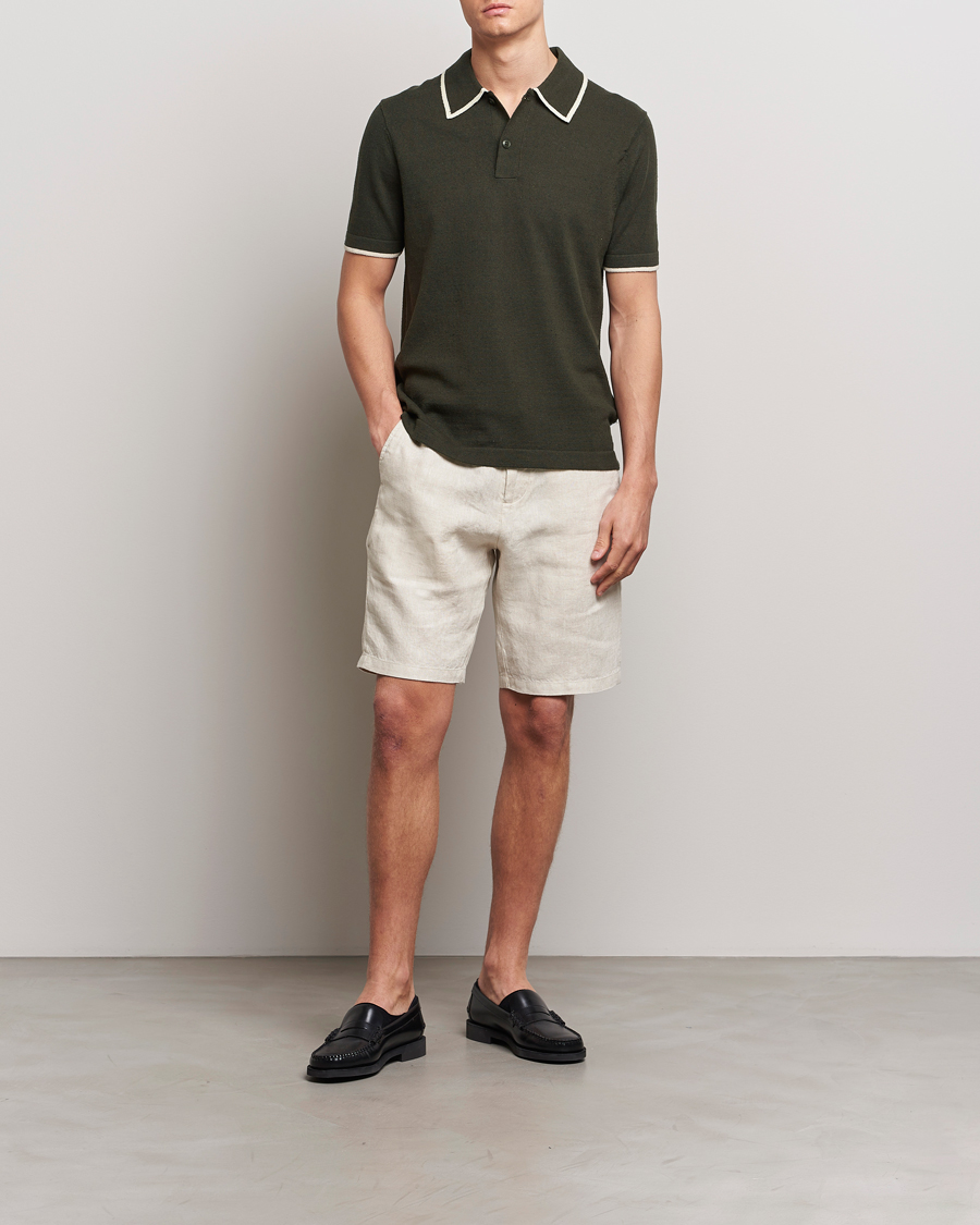 Homme | Polos | NN07 | Damon Silk/Cotton Knitted Polo Rosin Green