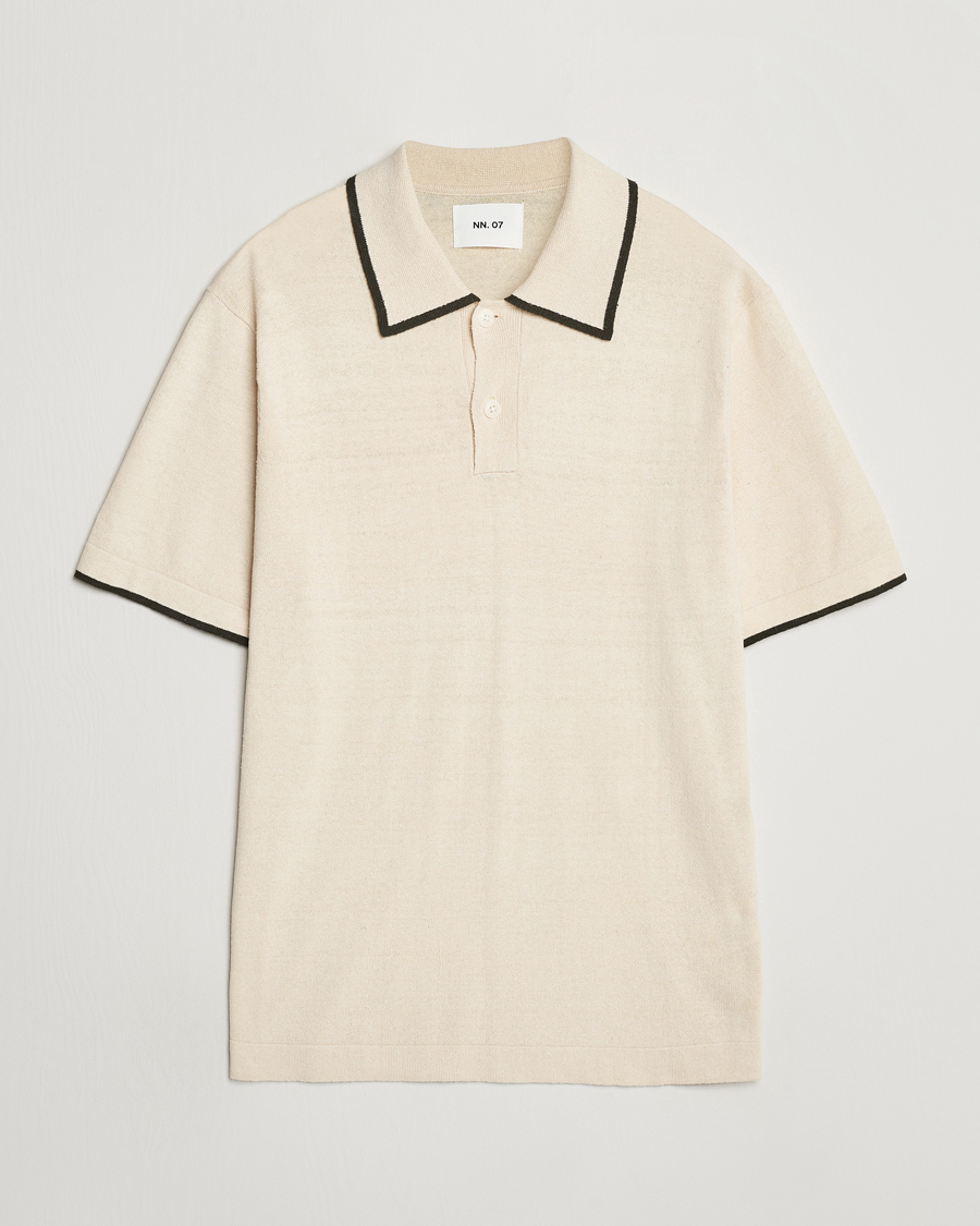 Homme | Polos | NN07 | Damon Silk/Cotton Knitted Polo Oat