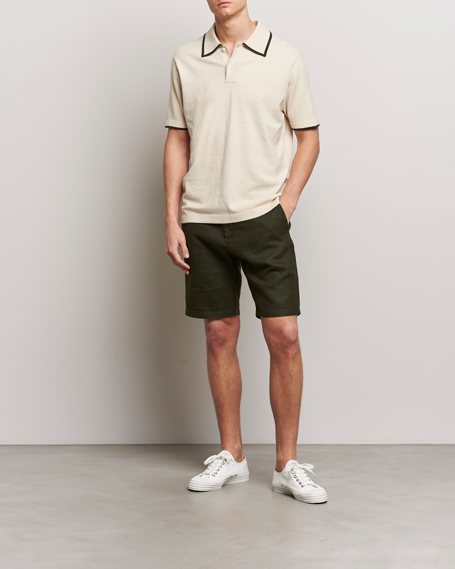 Homme | Polos | NN07 | Damon Silk/Cotton Knitted Polo Oat