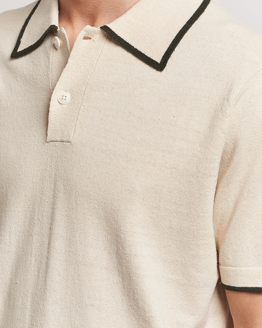 Homme | Polos | NN07 | Damon Silk/Cotton Knitted Polo Oat