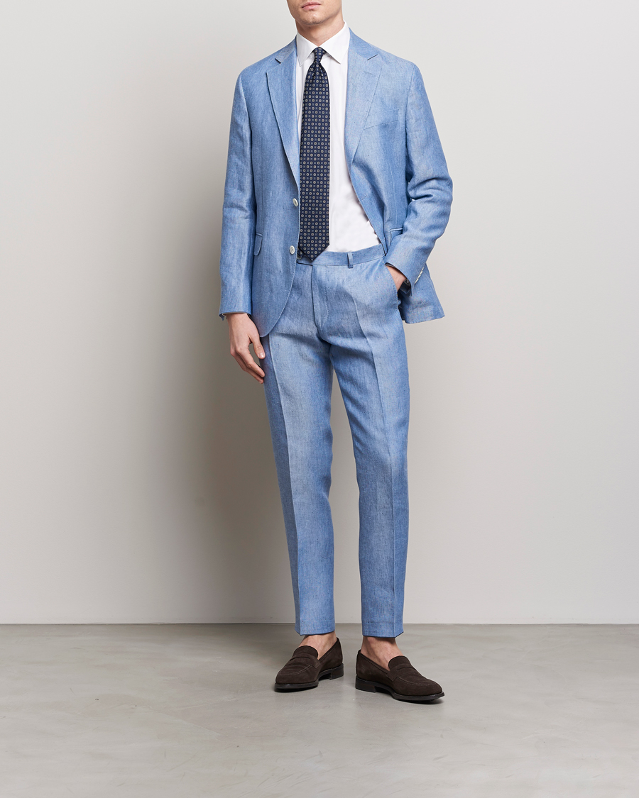 Homme | Blazers | Oscar Jacobson | Ferry Soft Linen Blazer Smog Blue