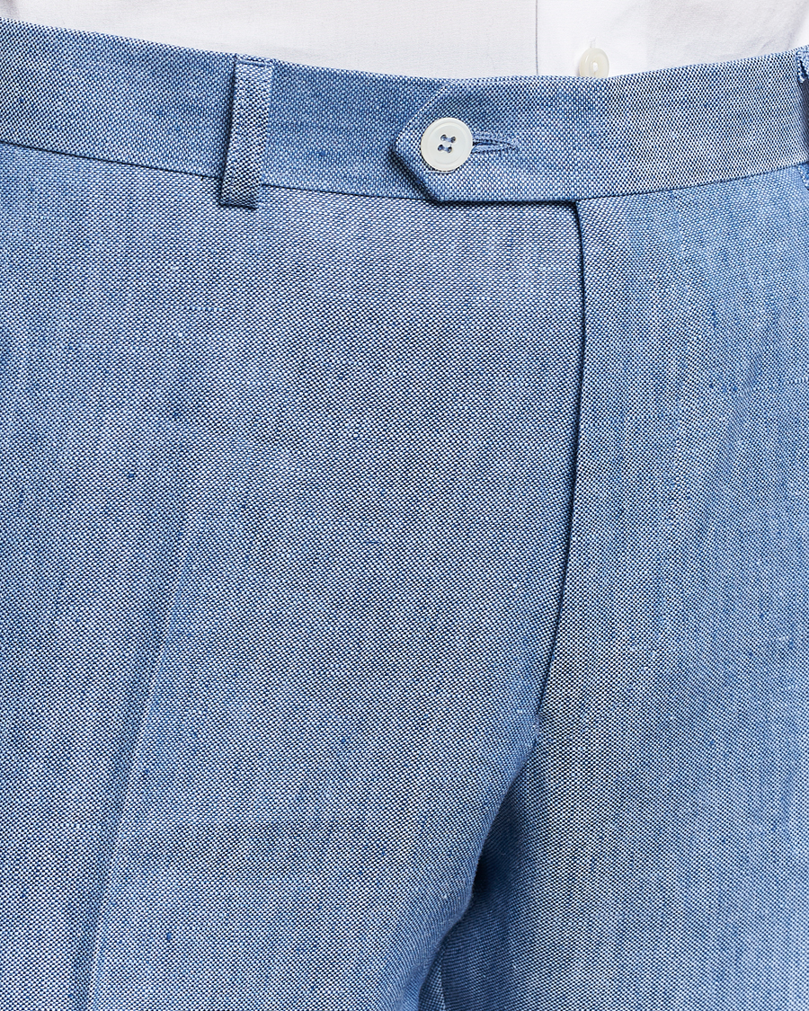 Homme | Pantalons | Oscar Jacobson | Denz Linen Trousers Smog Blue
