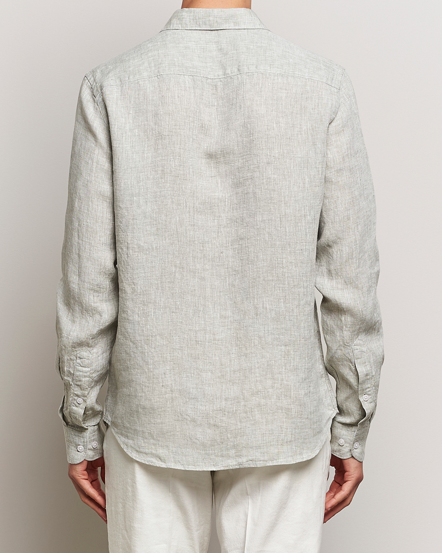Heren | Overhemden | J.Lindeberg | Slim Linen Melange Shirt Oil Green