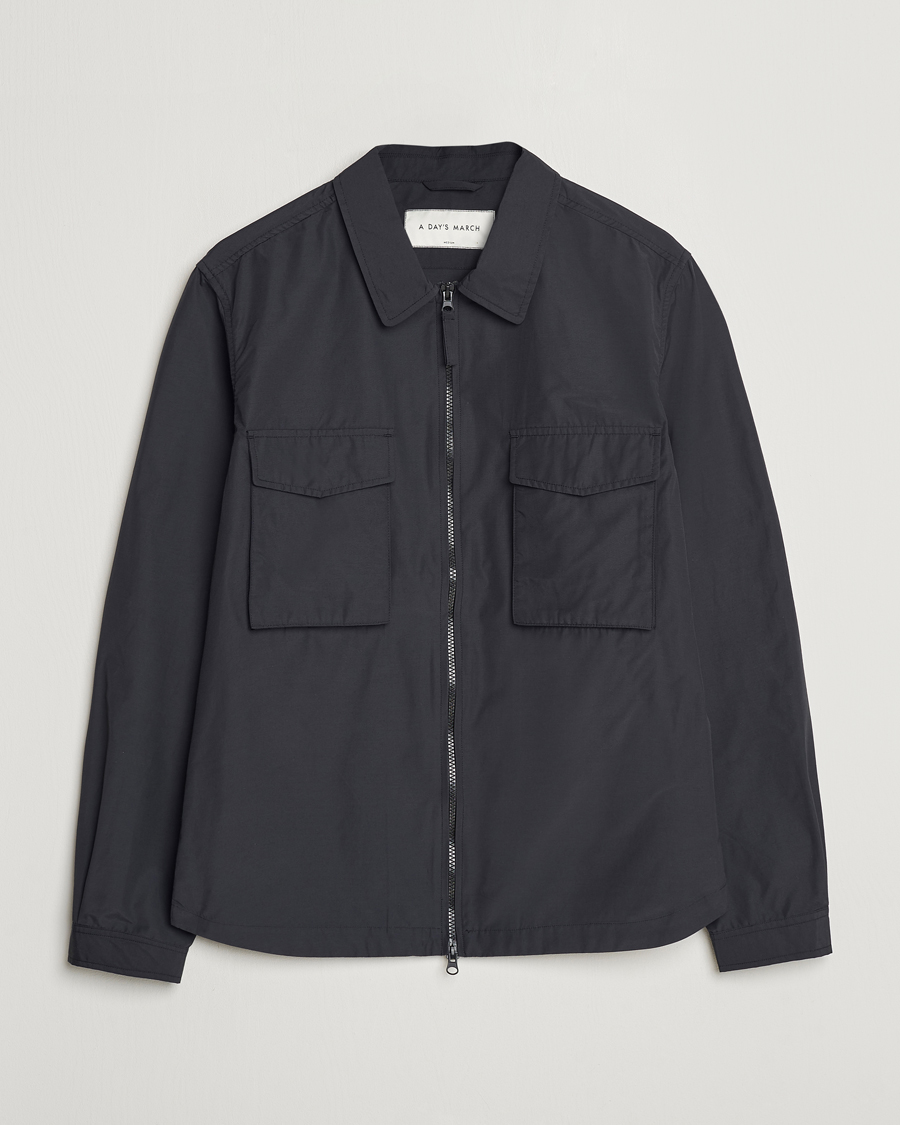 Heren | Overhemden | A Day's March | Buxton Nylon Overshirt Black