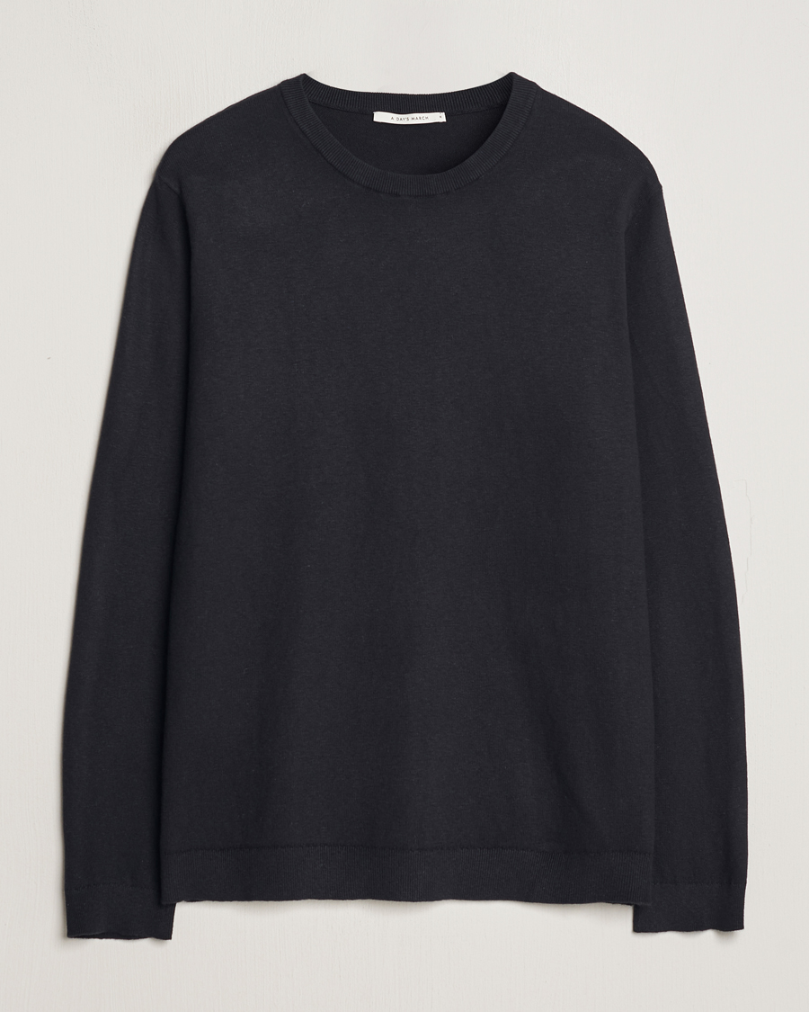 Homme | Pulls Et Tricots | A Day's March | Alagon Cotton/Linen Crew Black