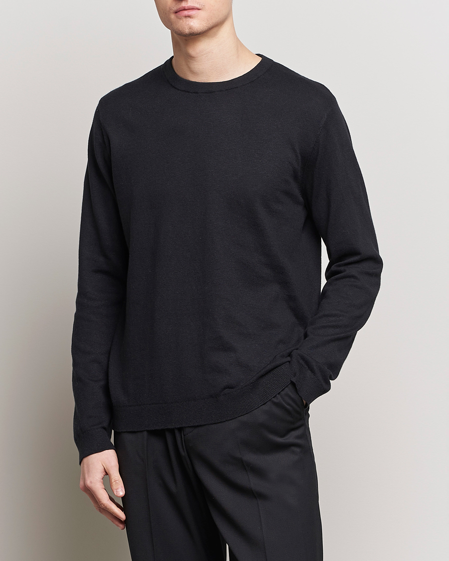 Homme | Pulls Et Tricots | A Day's March | Alagon Cotton/Linen Crew Black