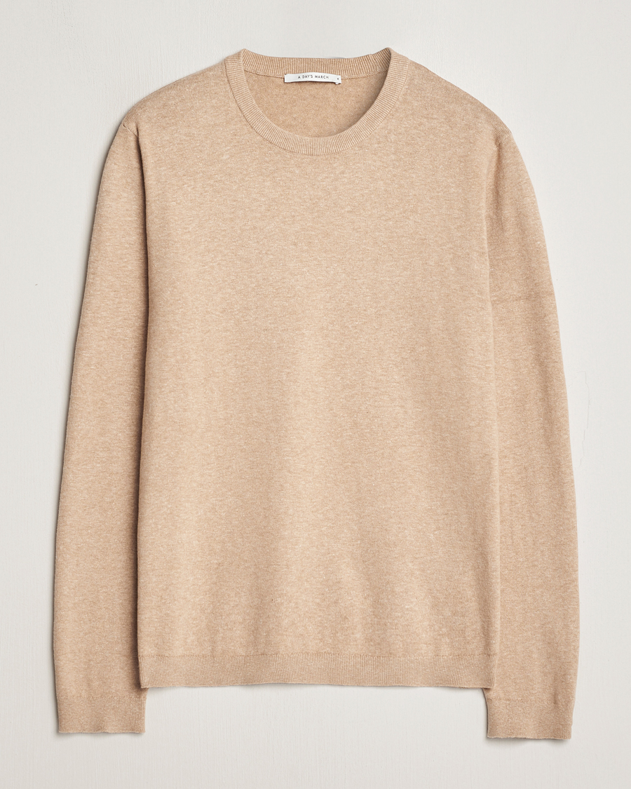 Homme | Pulls Et Tricots | A Day's March | Alagon Cotton/Linen Crew Khaki
