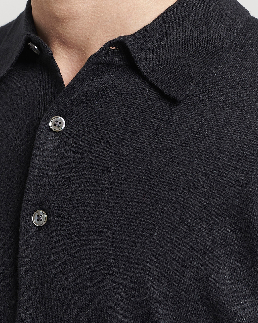 Homme | Pulls Et Tricots | A Day's March | Ambroz Cotton/Linen Polo Black