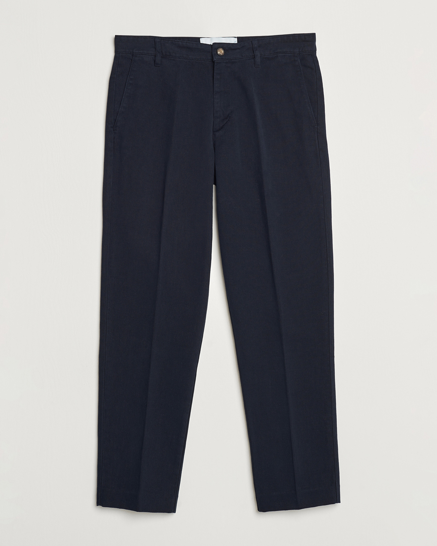Heren | Broeken | A Day's March | Miller Cotton/Lyocell Trousers Navy