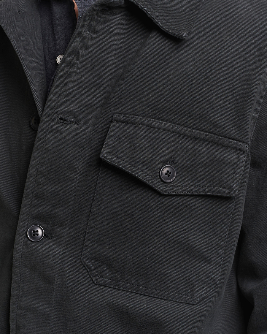 Heren | Overhemden | A Day's March | Patch Pocket Sturdy Twill Overshirt Off Black