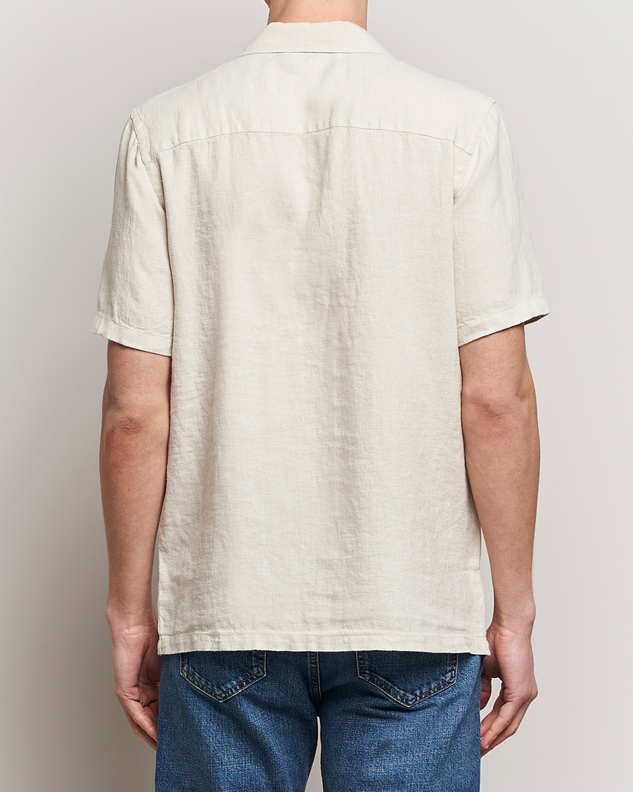 Heren | Overhemden | A Day's March | Yamu Linen Short Sleeve Shirt Sand