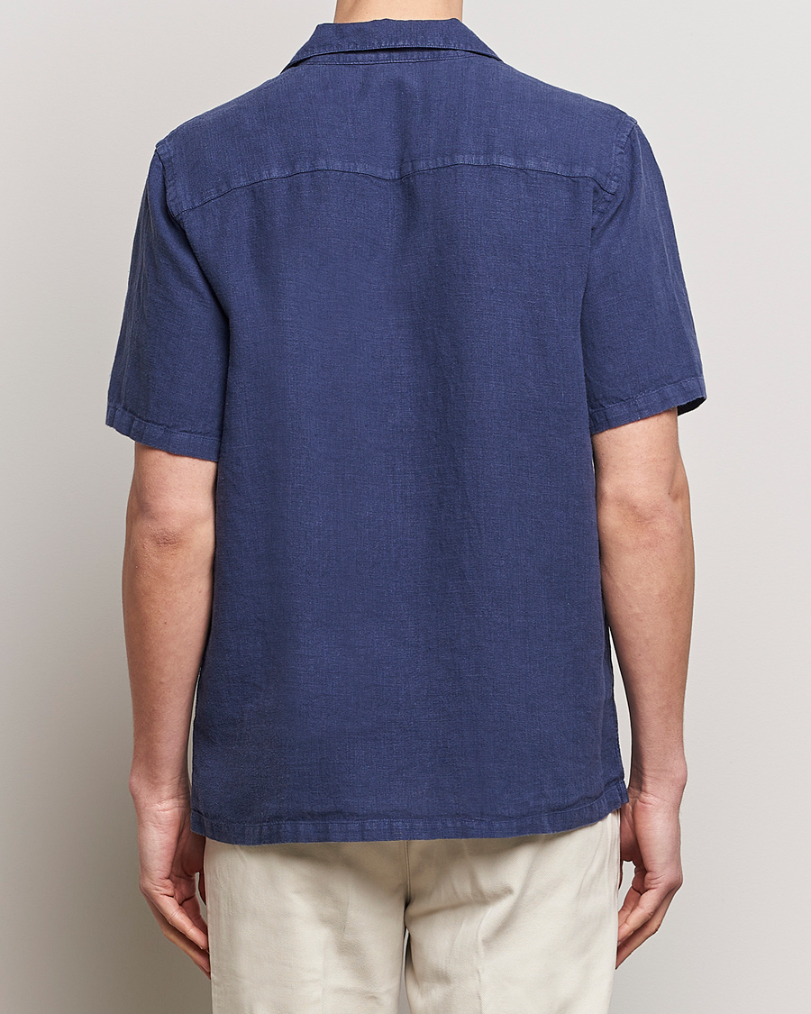 Homme | Chemises | A Day's March | Yamu Short Sleeve Linen Shirt Brewers Blue
