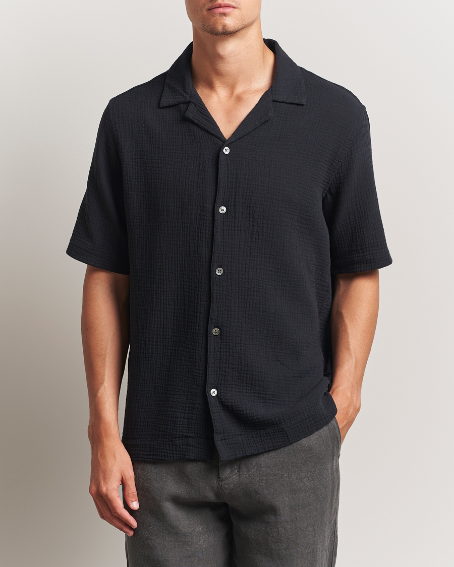 Homme | Chemises | A Day's March | Clapton Structured Cotton Shirt Off Black