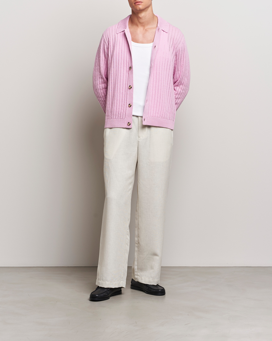 Heren | Truien | J.Lindeberg | Edmondo Collar Cardigan Pink Lavender