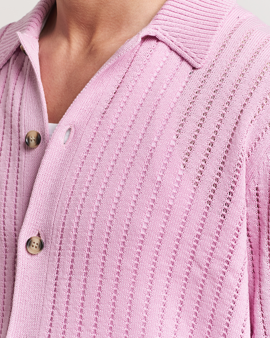 Heren | Truien | J.Lindeberg | Edmondo Collar Cardigan Pink Lavender