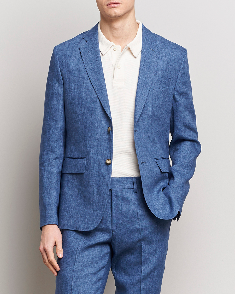 Homme | Blazers | J.Lindeberg | Hopper U Super Linen Blazer Chambray Blue