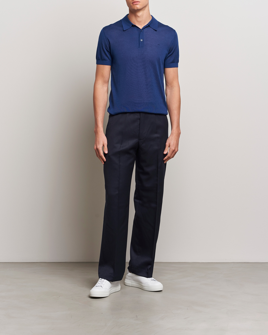 Heren | Polo's | J.Lindeberg | Ridge Lyocell Silk Polo Estate Blue