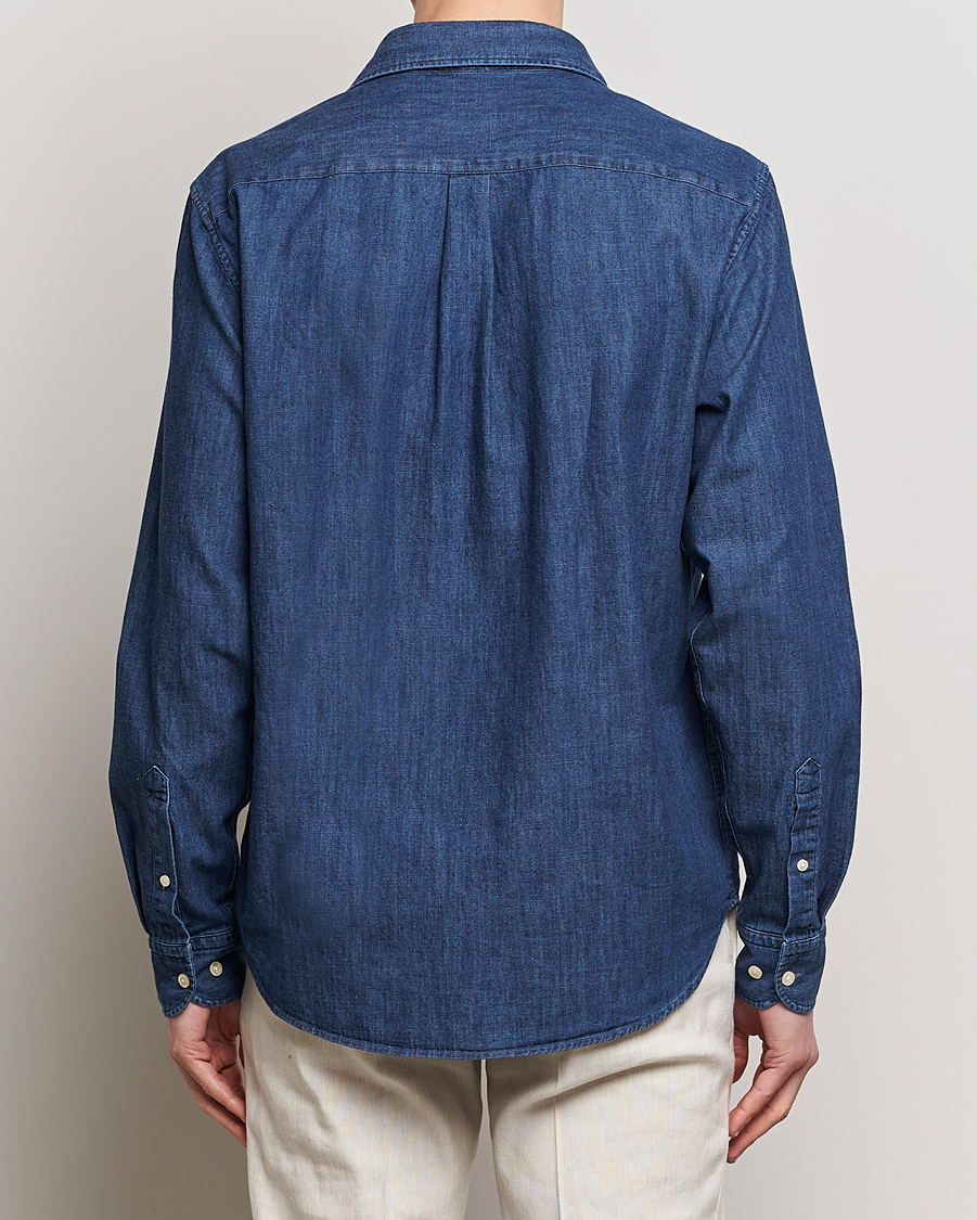 Heren | Overhemden | Oscar Jacobson | Reg Fit Wide Spread C Dark Indigo Midnight Blue