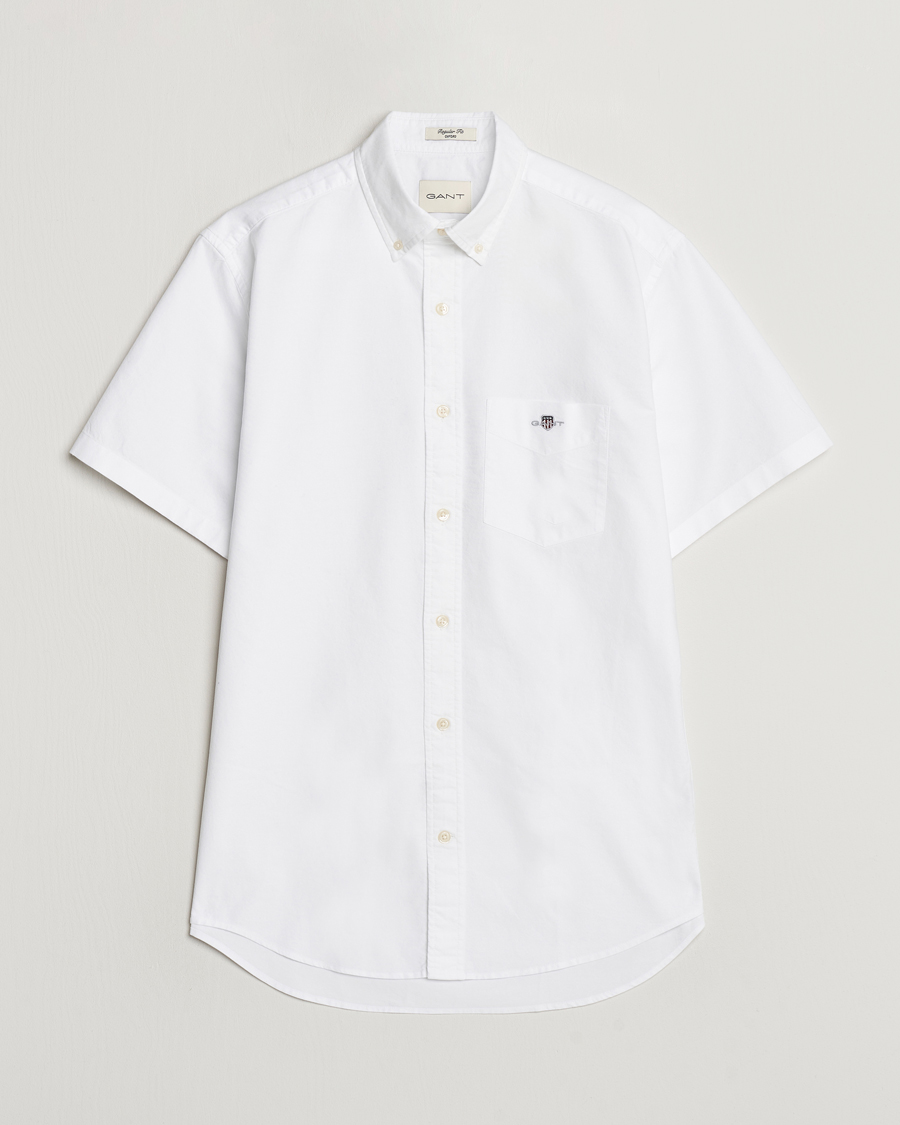 Homme | Chemises | Gant | Regular Short Sleeve Oxford Shirt White