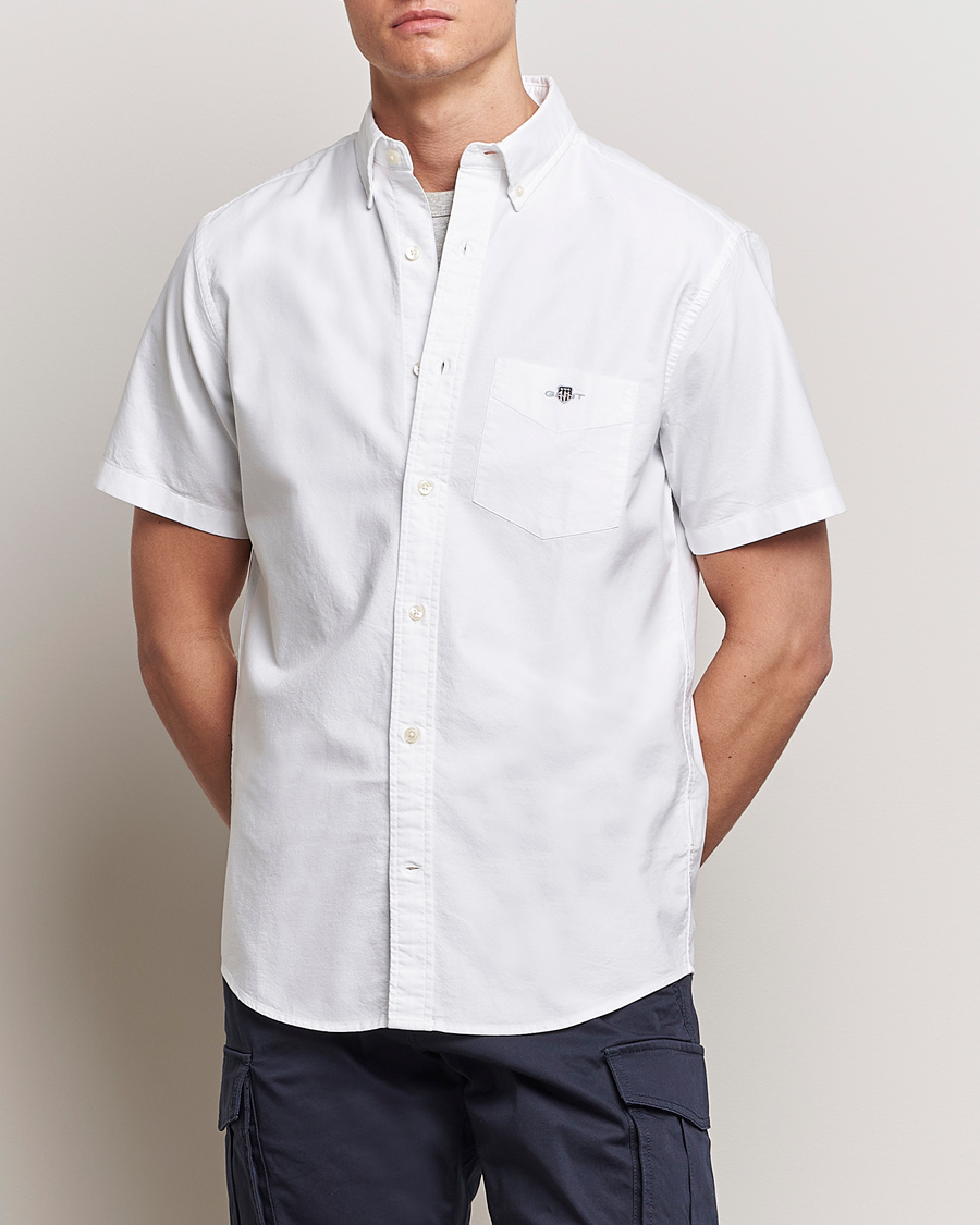 Homme | Chemises | Gant | Regular Short Sleeve Oxford Shirt White