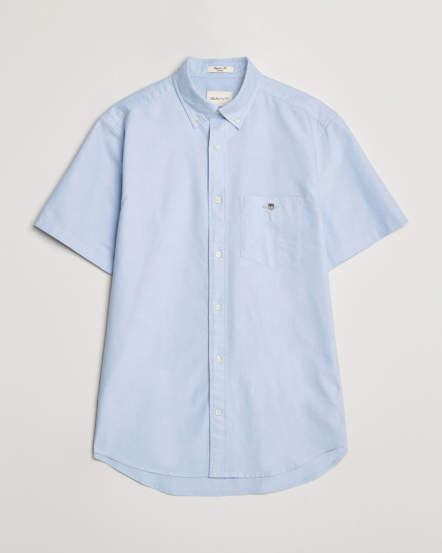 Homme | Chemises | Gant | Regular Short Sleeve Oxford Shirt Light Blue