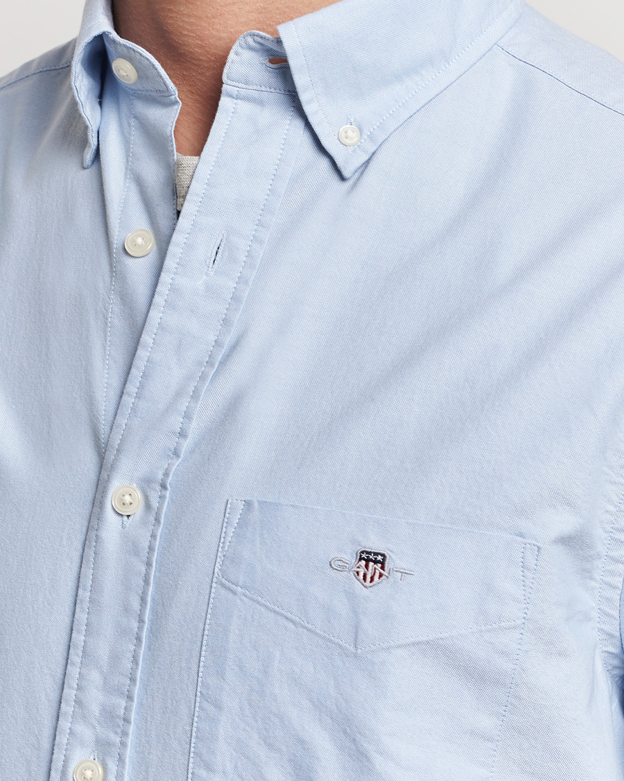 Homme | Chemises | Gant | Regular Short Sleeve Oxford Shirt Light Blue