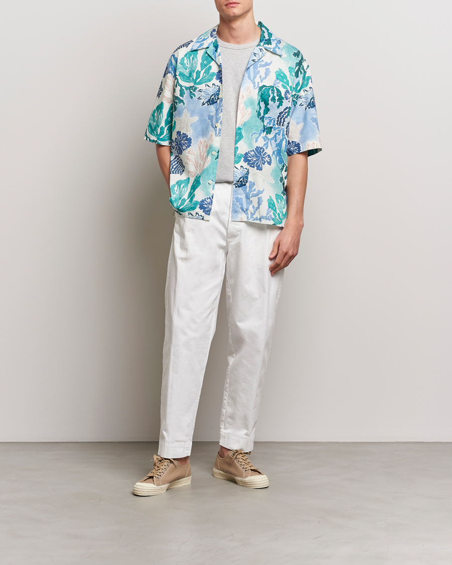 Homme | Chemises | Gant | Camp Collar Sea Print Short Sleeve Shirt Rich Blue