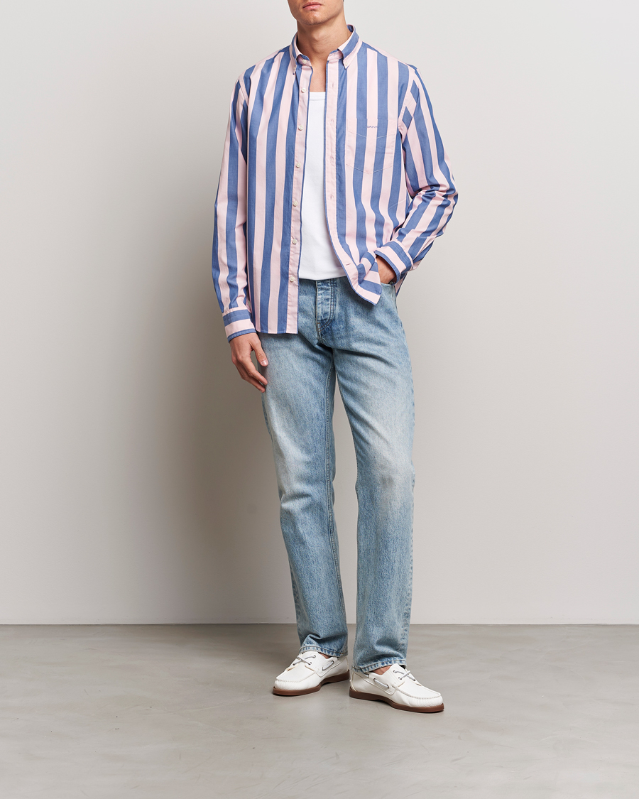 Heren | Overhemden | GANT | Reg Poplin Parasol Stripe Shirt Blushing Pink