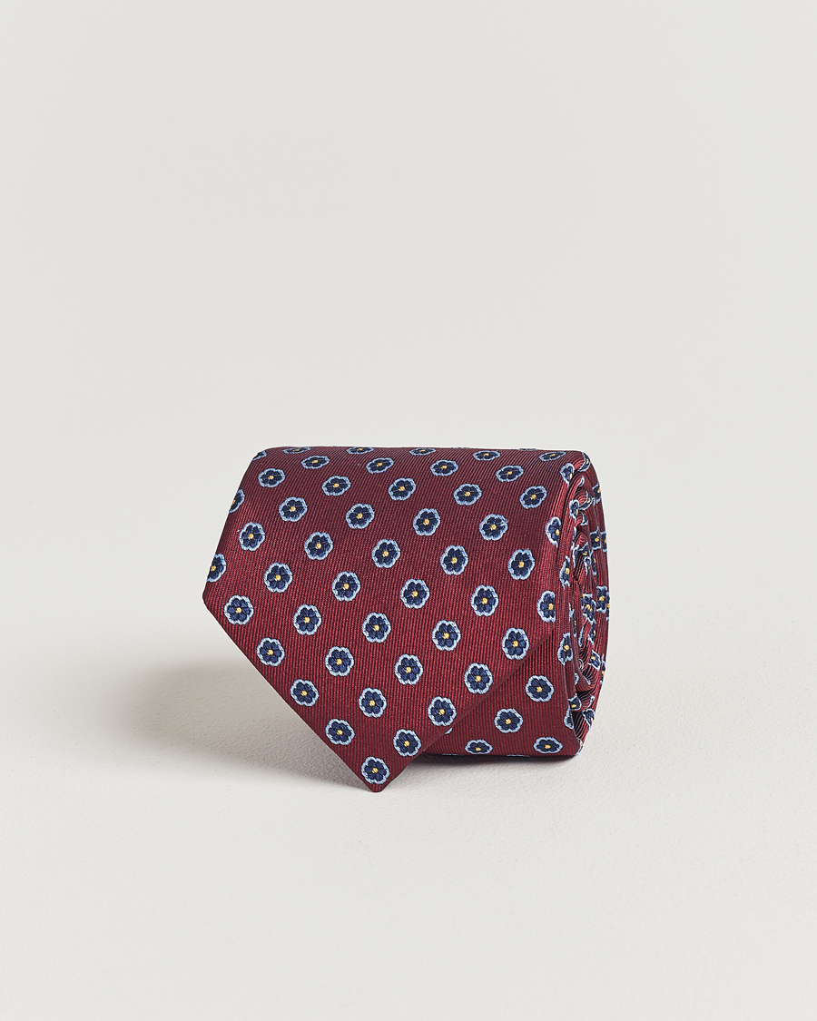 Homme | E. Marinella 3-Fold Jacquard Silk Tie Burgundy | E. Marinella | 3-Fold Jacquard Silk Tie Burgundy