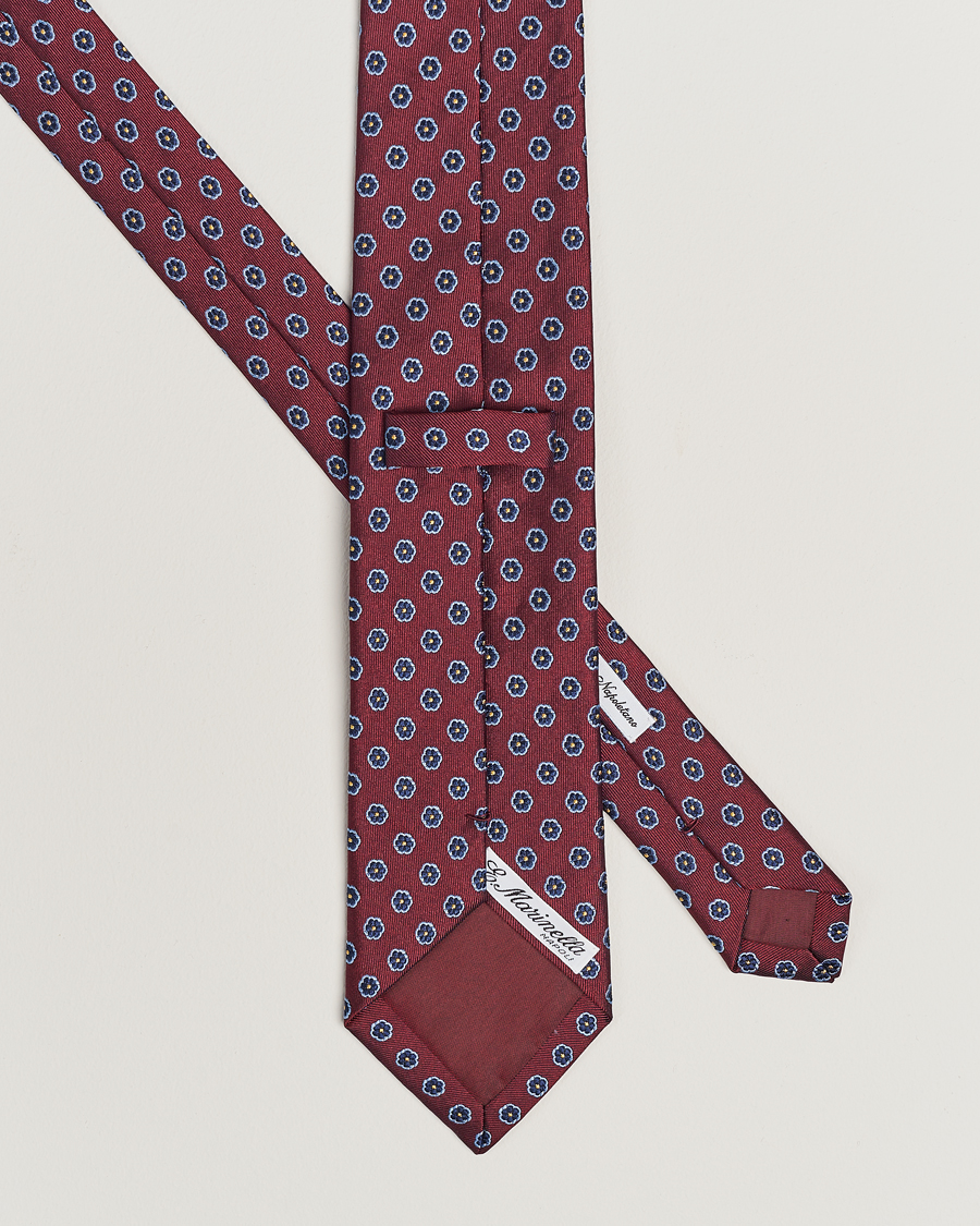 Homme | E. Marinella 3-Fold Jacquard Silk Tie Burgundy | E. Marinella | 3-Fold Jacquard Silk Tie Burgundy