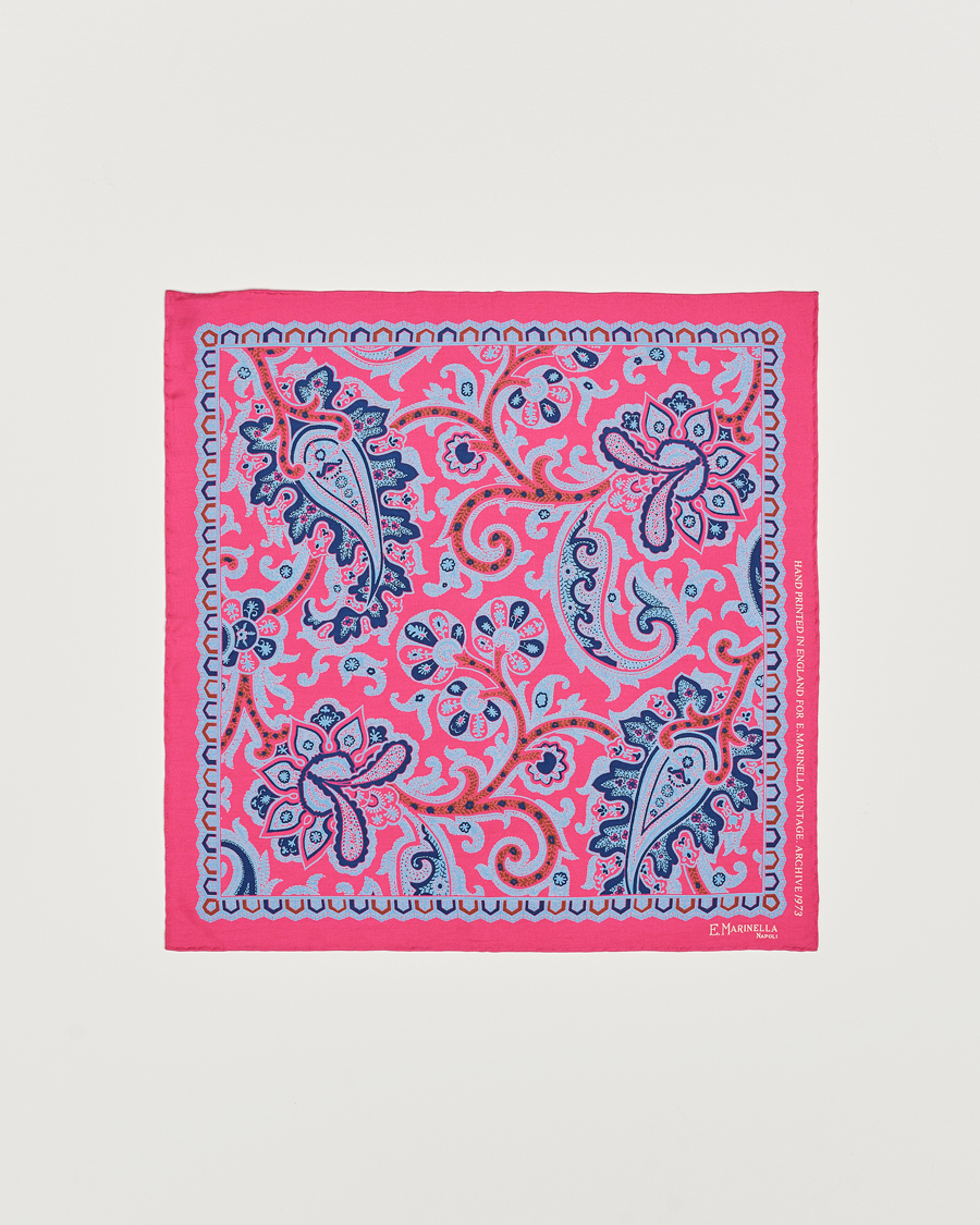 Heren | E. Marinella Archive Printed Silk Pocket Square Pink | E. Marinella | Archive Printed Silk Pocket Square Pink