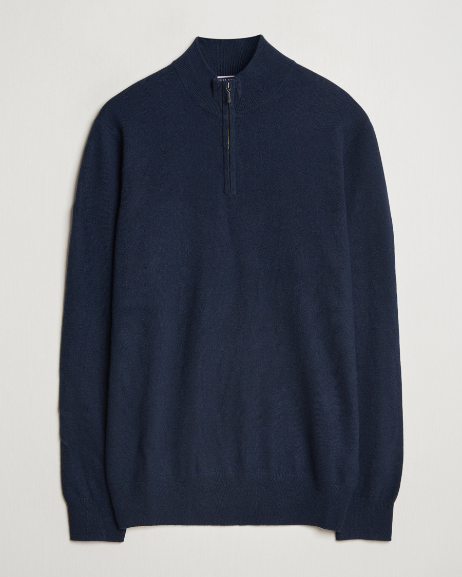 Heren | Truien | Charles Tyrwhitt | Pure Cashmere Zip Neck Jumper Navy