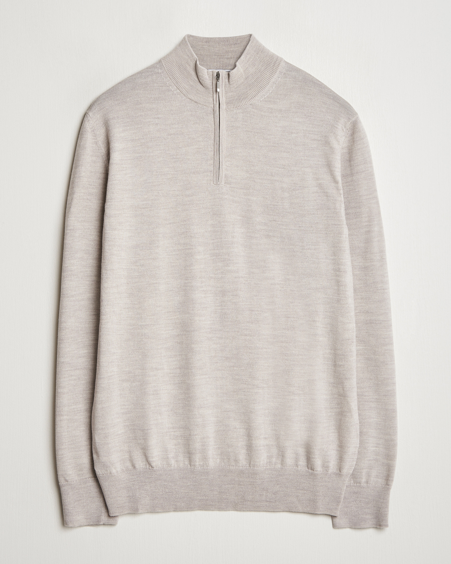 Heren | Truien | Charles Tyrwhitt | Pure Merino Zip Neck Jumper Limestone