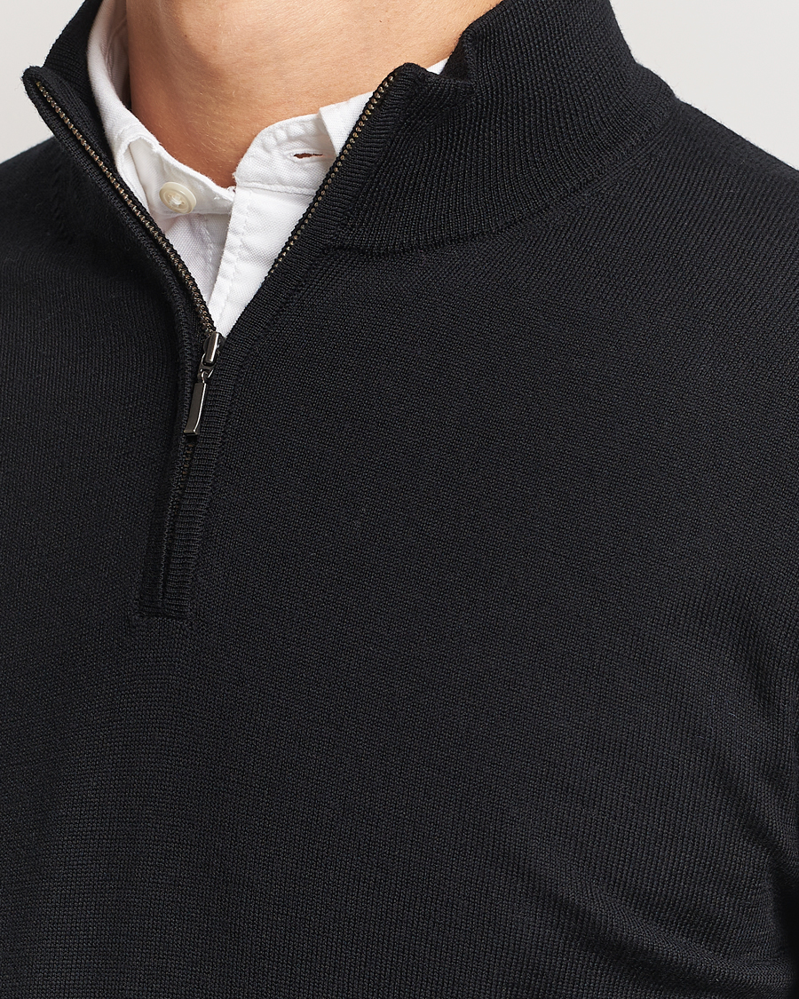 Homme | Pulls Et Tricots | Charles Tyrwhitt | Pure Merino Zip Neck Jumper Black