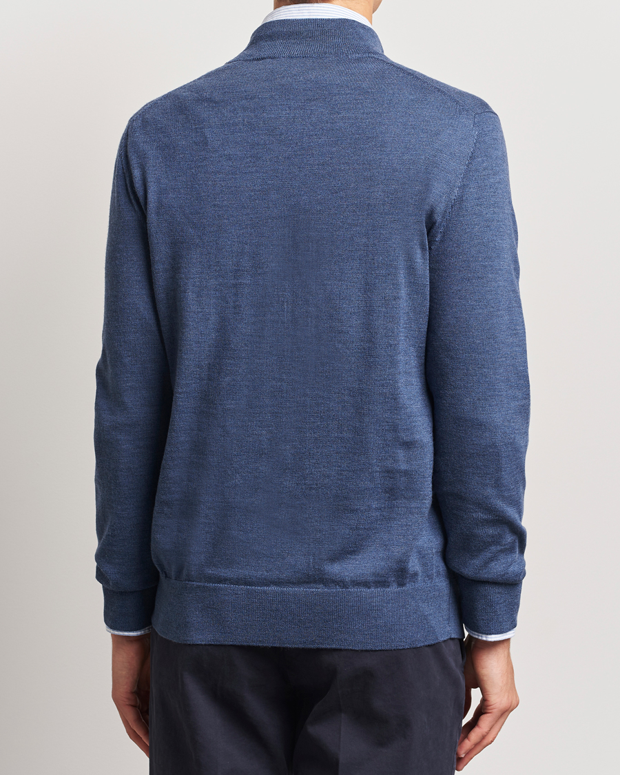 Homme | Pulls Et Tricots | Charles Tyrwhitt | Pure Merino Zip Neck Jumper Indigo Blue