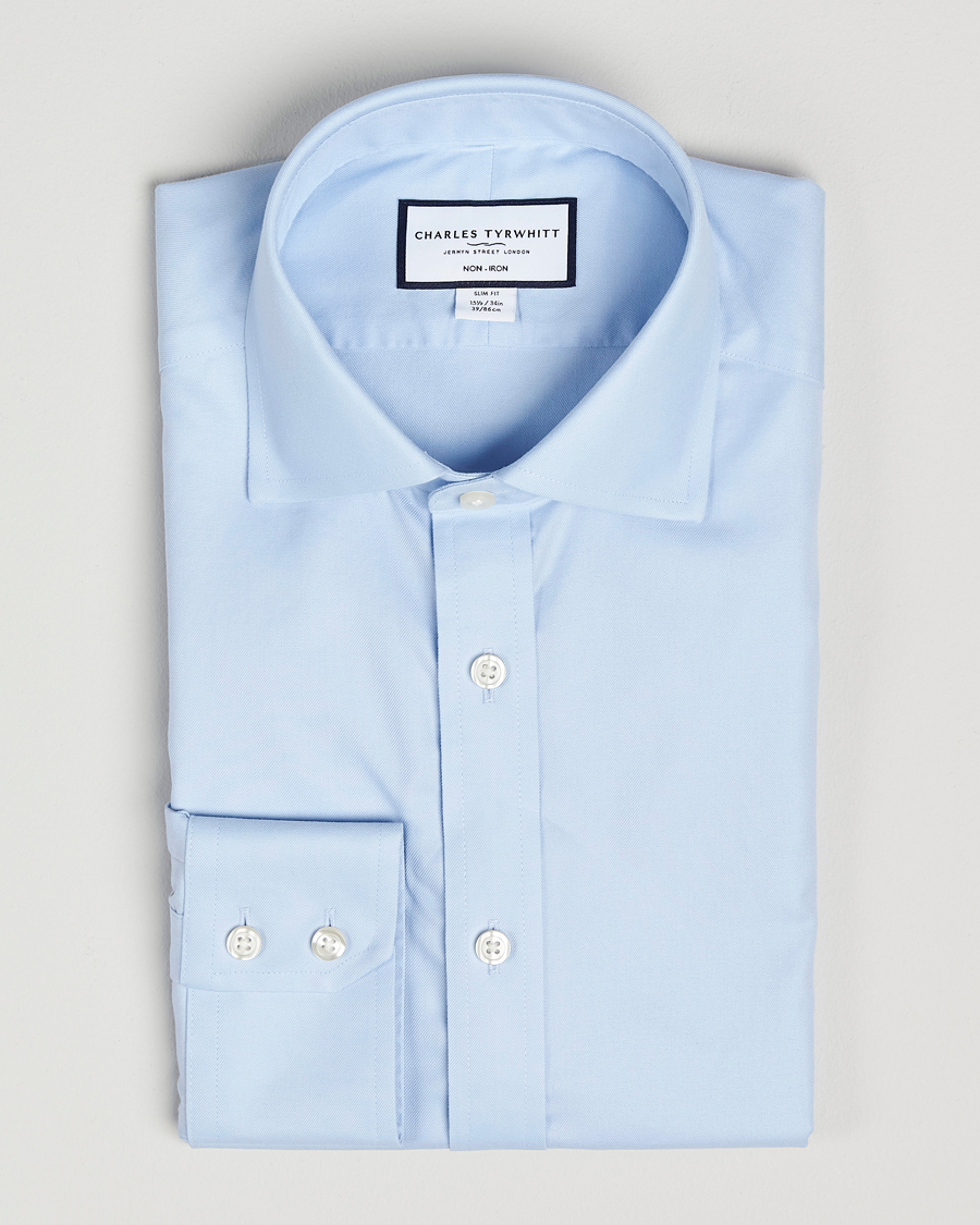 Heren | Overhemden | Charles Tyrwhitt | Slim Fit Non Iron Cotton Twill Shirt Sky