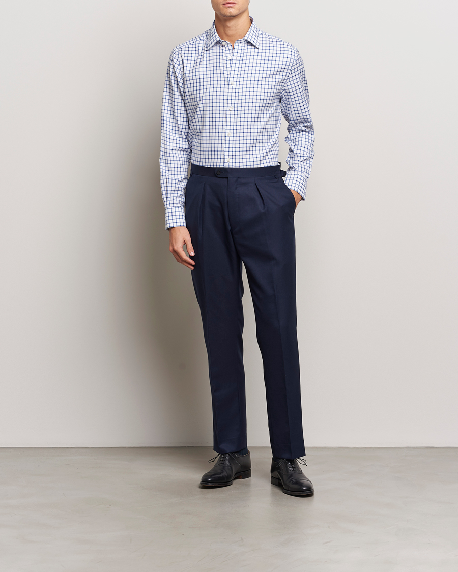 Heren | Overhemden | Charles Tyrwhitt | Slim Fit Non Iron Grid Check Shirt Royal Blue