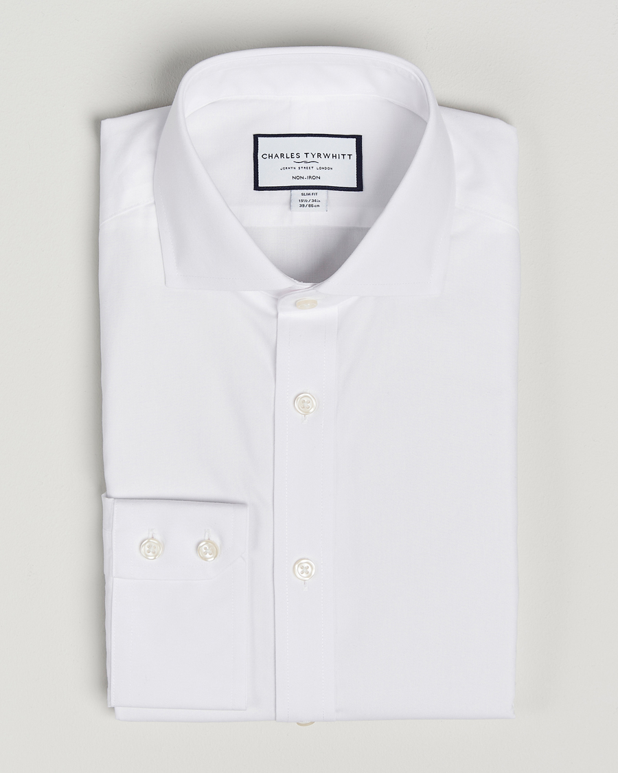 Heren | Overhemden | Charles Tyrwhitt | Slim Fit Non Iron Poplin Cut Away Shirt White