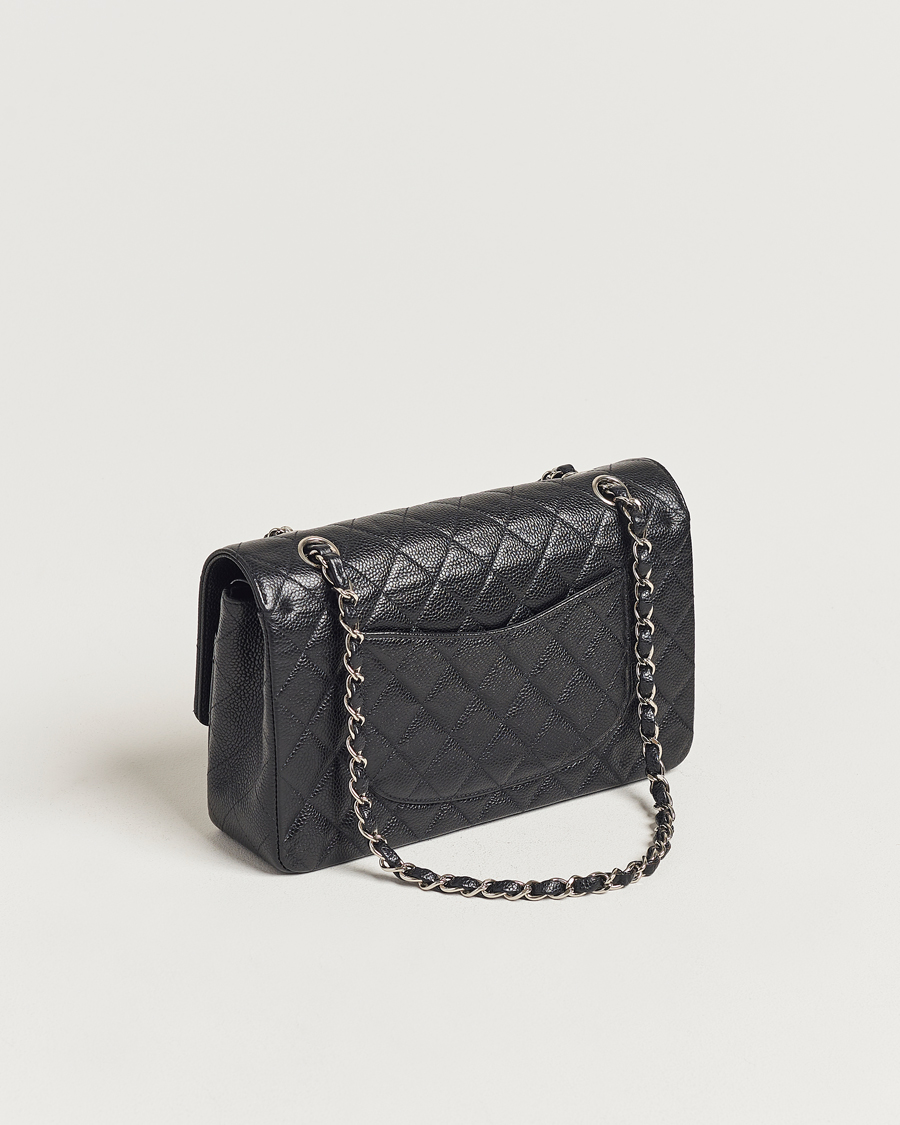 Homme | Chanel Pre-Owned Classic Medium Double Flap Bag Caviar Leather Black | Chanel Pre-Owned | Classic Medium Double Flap Bag Caviar Leather Black