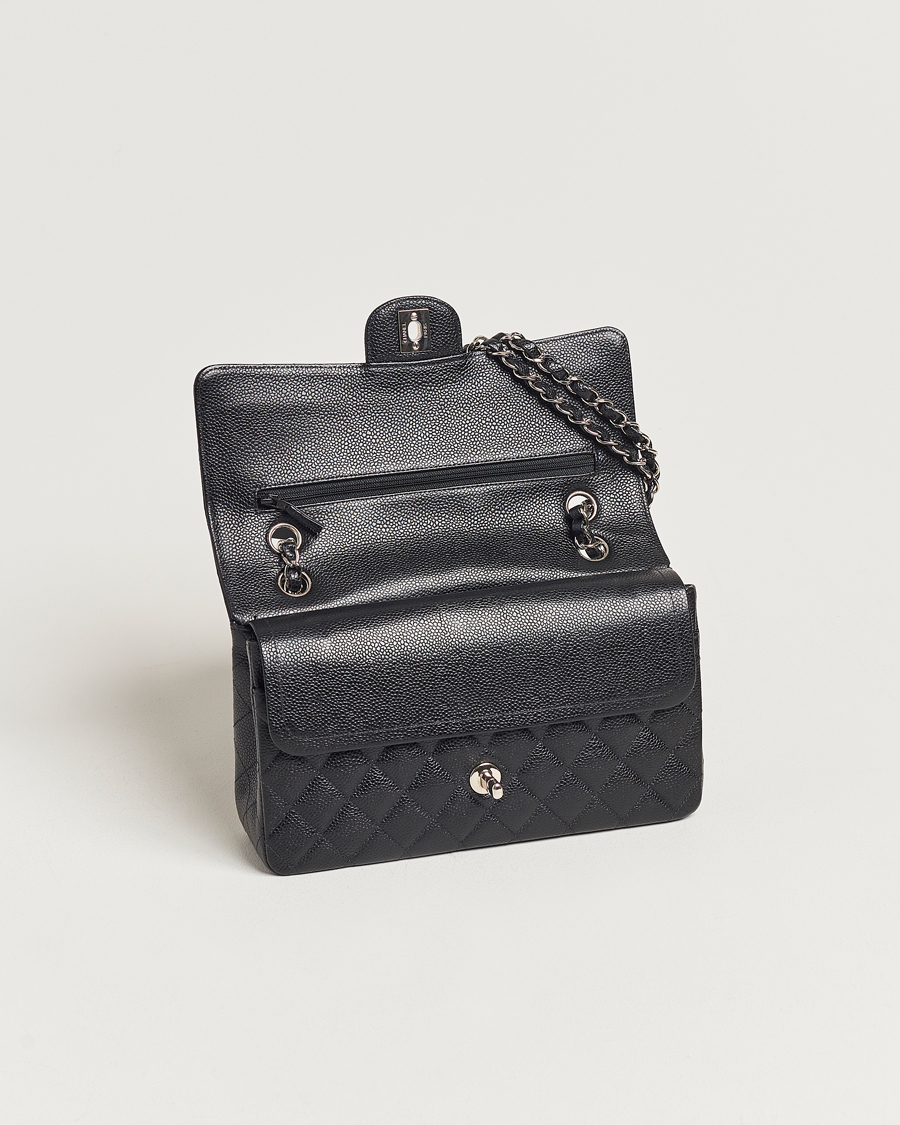 Homme | Chanel Pre-Owned Classic Medium Double Flap Bag Caviar Leather Black | Chanel Pre-Owned | Classic Medium Double Flap Bag Caviar Leather Black