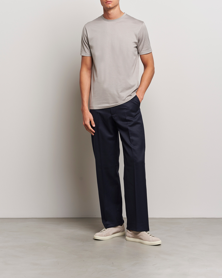 Homme | T-shirts | Sunspel | Crew Neck Q82 Cotton T-Shirt Mid Grey