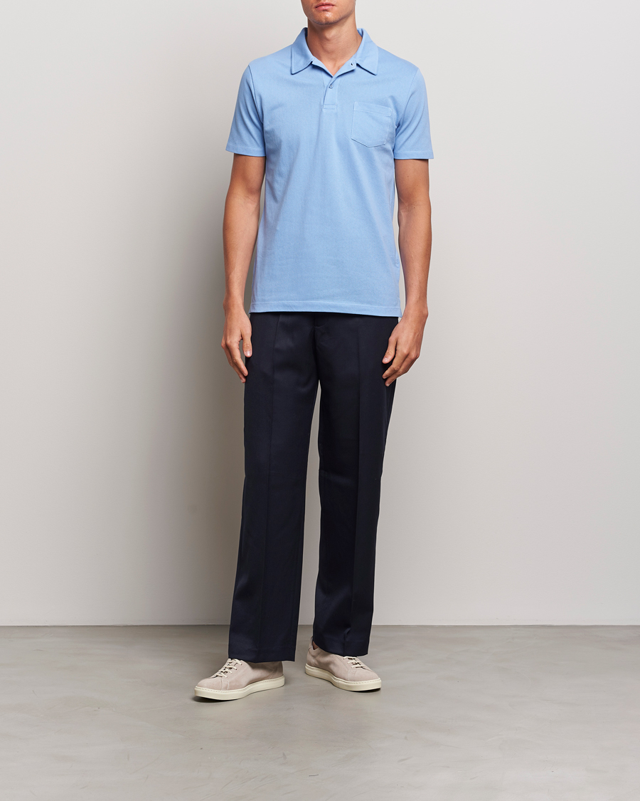 Heren | Polo's | Sunspel | Riviera Polo Shirt Cool Blue