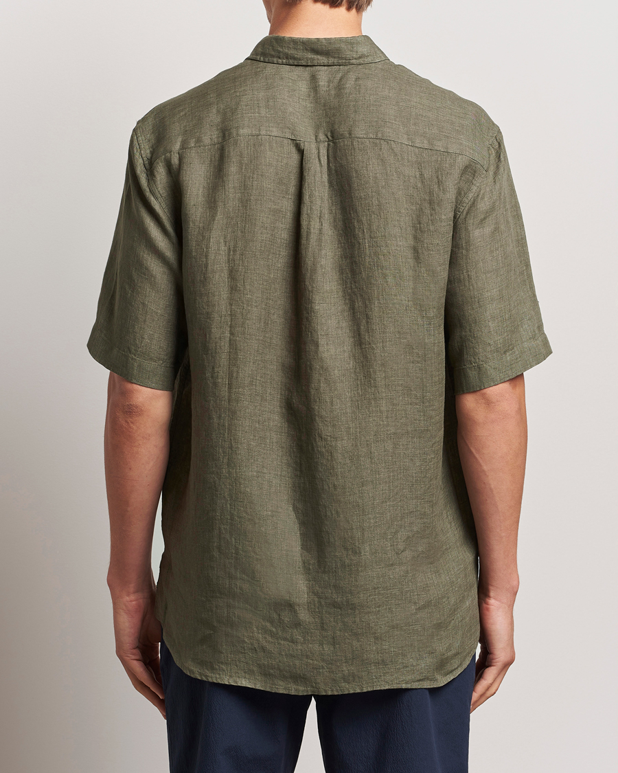 Heren | Overhemden | Sunspel | Short Sleeved Linen Shirt Khaki