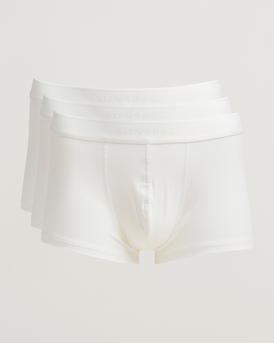 Homme | Sous-Vêtements Et Chaussettes | Sunspel | 3-Pack Cotton Stretch Trunk White