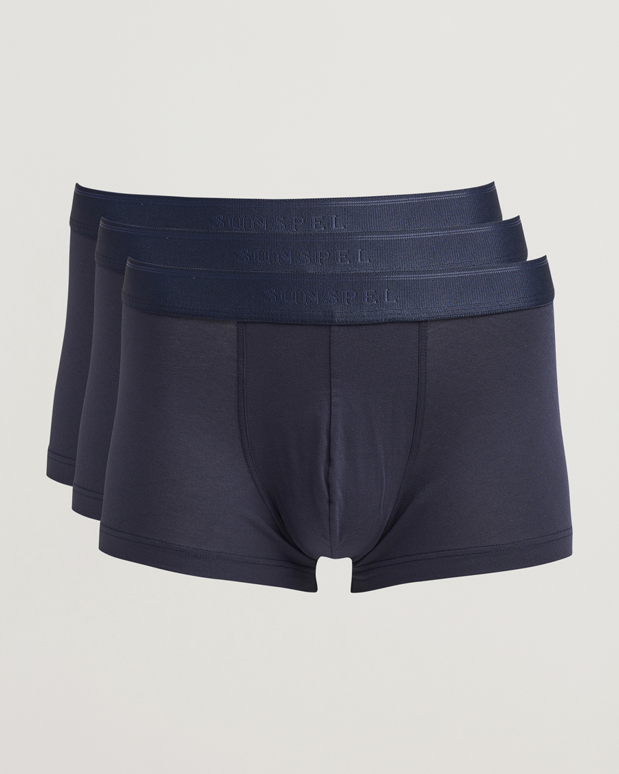 Homme | Sous-Vêtements Et Chaussettes | Sunspel | 3-Pack Cotton Stretch Trunk Navy