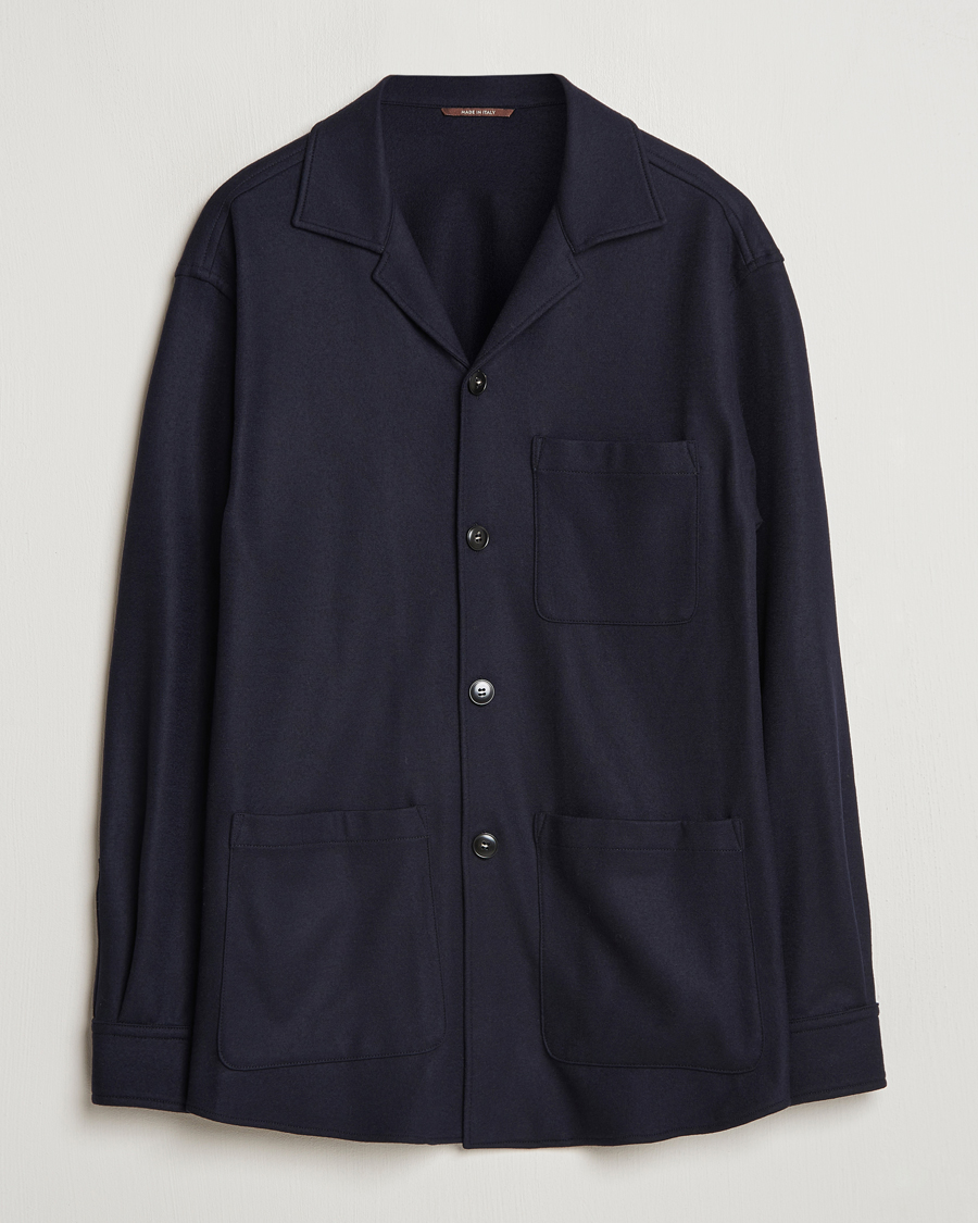 Homme | Manteaux Et Vestes | Canali | Wool Shirt Jacket Navy