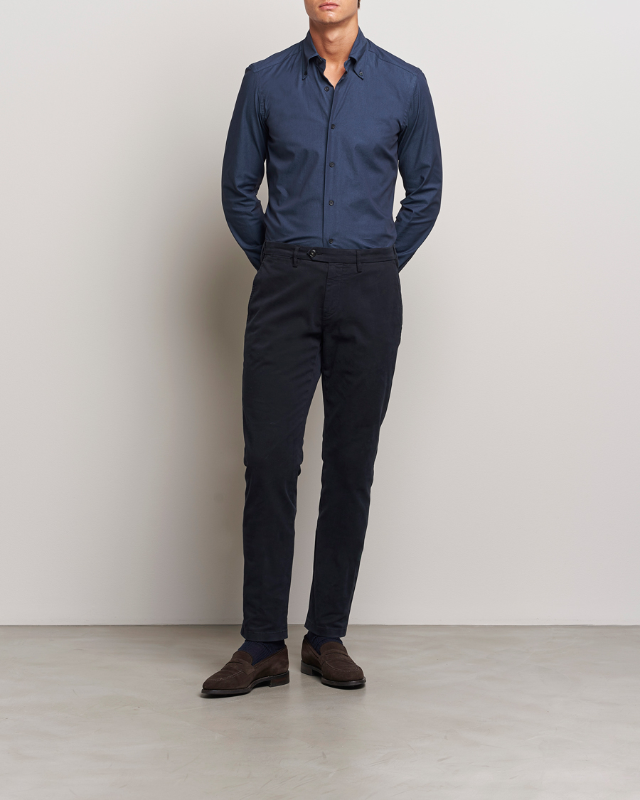 Homme | Pantalons | Canali | Cotton Stretch Trousers Navy